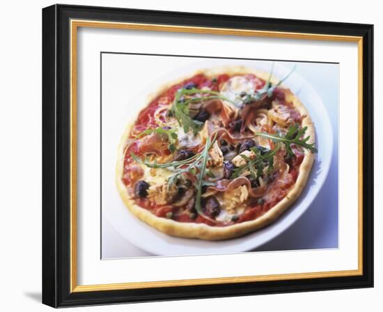 Pizza Topped with Prosciutto, Olives, Capers and Rocket-Joachim Turré-Framed Photographic Print