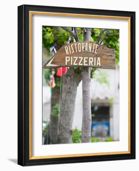 Pizzeria Sign, Positano, Amalfi Coast, Campania, Italy-Walter Bibikow-Framed Photographic Print