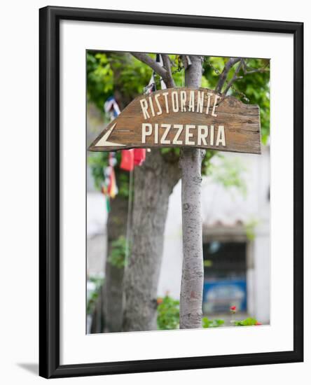 Pizzeria Sign, Positano, Amalfi Coast, Campania, Italy-Walter Bibikow-Framed Photographic Print