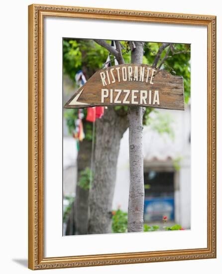 Pizzeria Sign, Positano, Amalfi Coast, Campania, Italy-Walter Bibikow-Framed Photographic Print