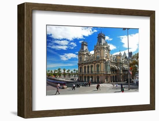 Placa del Portal de la Pau near the harbour, Barcelona, Catalonia, Spain-null-Framed Premium Giclee Print