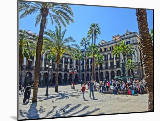 Placa Real in Barcelona with Palms and Sunshine-Markus Bleichner-Mounted Art Print