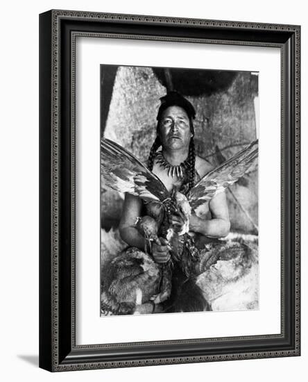 Placating the Spirit of a Slain Eagle, Assiniboin-Edward S^ Curtis-Framed Art Print