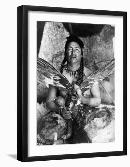 Placating the Spirit of a Slain Eagle, Assiniboin-Edward S^ Curtis-Framed Art Print