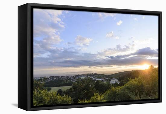 Place and Castle Bernstein at Sundown, Austria, Burgenland, Bernstein-Volker Preusser-Framed Premier Image Canvas