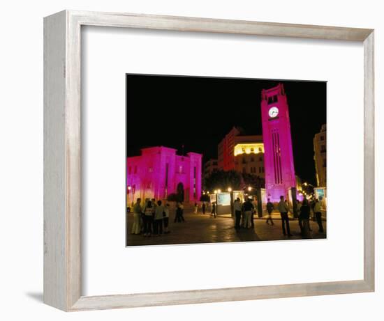 Place d'Etoile at Night, Beirut, Lebanon, Middle East-Alison Wright-Framed Photographic Print