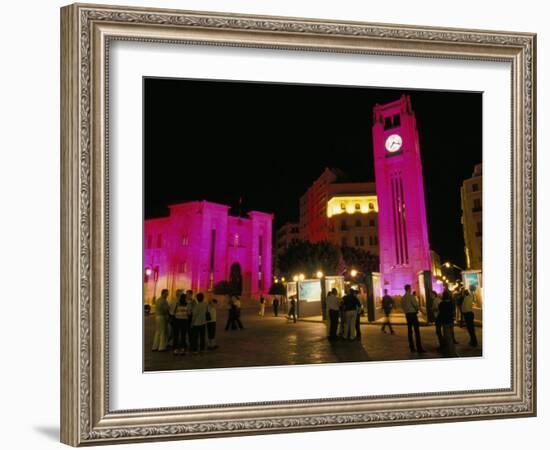 Place d'Etoile at Night, Beirut, Lebanon, Middle East-Alison Wright-Framed Photographic Print