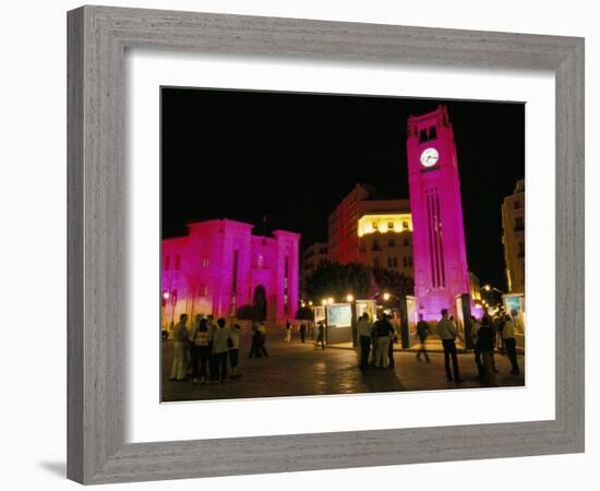 Place d'Etoile at Night, Beirut, Lebanon, Middle East-Alison Wright-Framed Photographic Print