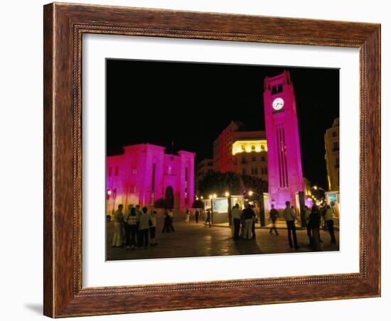 Place d'Etoile at Night, Beirut, Lebanon, Middle East-Alison Wright-Framed Photographic Print