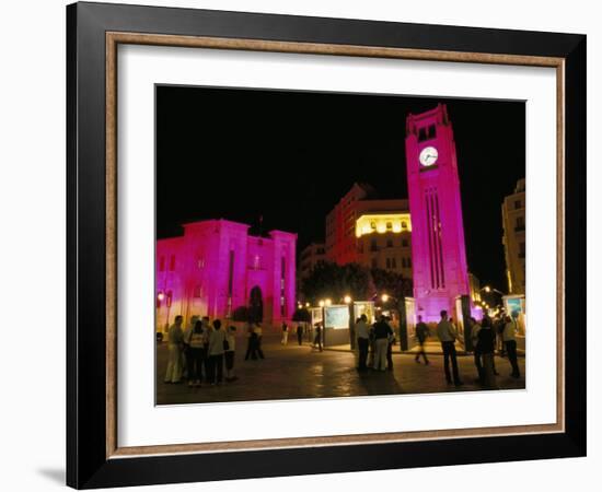 Place d'Etoile at Night, Beirut, Lebanon, Middle East-Alison Wright-Framed Photographic Print