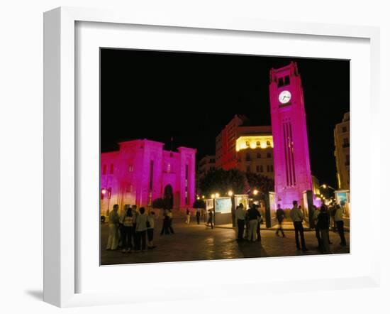 Place d'Etoile at Night, Beirut, Lebanon, Middle East-Alison Wright-Framed Photographic Print