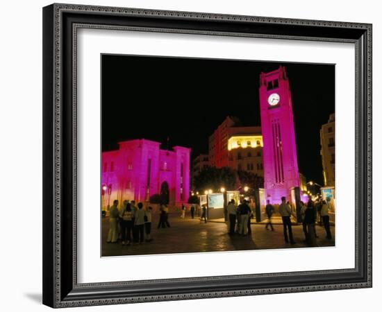 Place d'Etoile at Night, Beirut, Lebanon, Middle East-Alison Wright-Framed Photographic Print