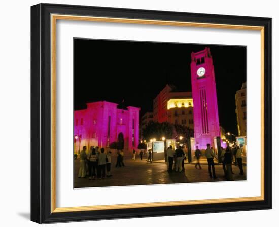 Place d'Etoile at Night, Beirut, Lebanon, Middle East-Alison Wright-Framed Photographic Print