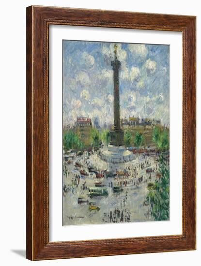 Place De La Bastille, C. 1922 (Oil on Canvas)-Gustave Loiseau-Framed Giclee Print