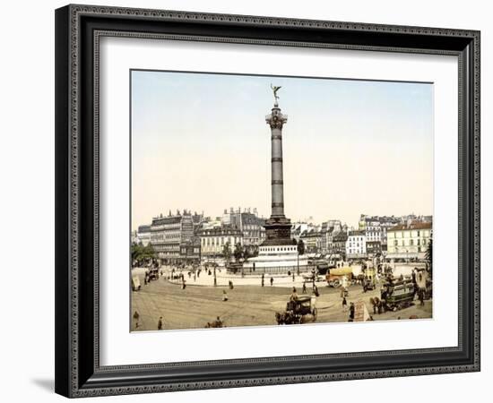 Place De La Bastille, Paris, Pub. 1900-null-Framed Giclee Print