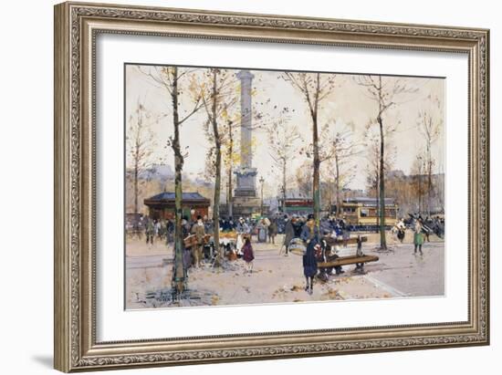 Place De La Bastille, Paris-Eugene Galien-Laloue-Framed Giclee Print