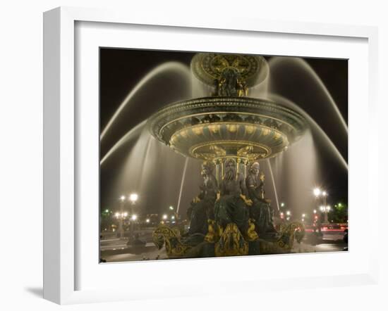 Place De La Concorde Fountains at Night, Paris, France, Europe-Pitamitz Sergio-Framed Photographic Print