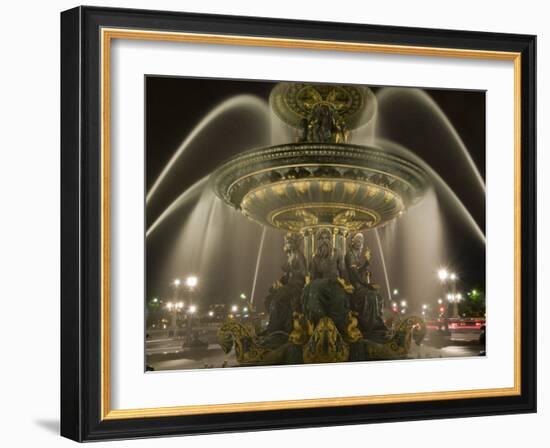 Place De La Concorde Fountains at Night, Paris, France, Europe-Pitamitz Sergio-Framed Photographic Print