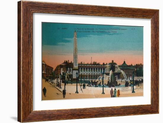 Place de la Concorde - The Fountains and the Luxor Obelisk, Paris, c1920-Unknown-Framed Giclee Print