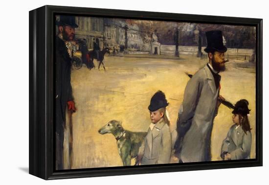 Place De La Concorde, (Viscount Lepic and His Daughters Crossing the Place De La Concord), 1875-Edgar Degas-Framed Premier Image Canvas