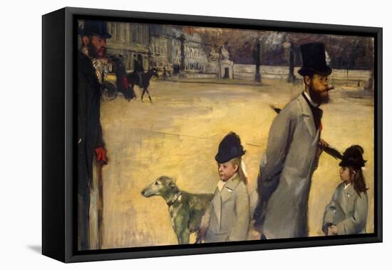 Place De La Concorde, (Viscount Lepic and His Daughters Crossing the Place De La Concord), 1875-Edgar Degas-Framed Premier Image Canvas