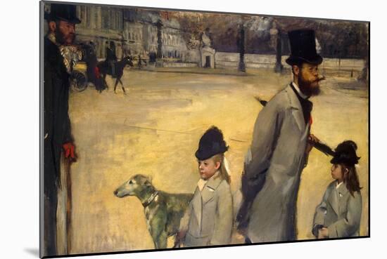 Place De La Concorde, (Viscount Lepic and His Daughters Crossing the Place De La Concord), 1875-Edgar Degas-Mounted Giclee Print