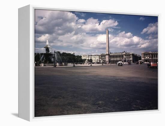 Place de La Concorde with the Ancient Obelisk, Showing Hotel Crillon and the Ministry of the Navy-William Vandivert-Framed Premier Image Canvas