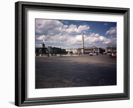 Place de La Concorde with the Ancient Obelisk, Showing Hotel Crillon and the Ministry of the Navy-William Vandivert-Framed Photographic Print