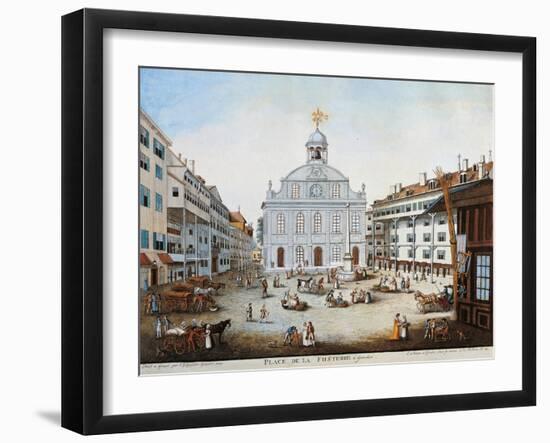 Place De La Fusterie and the Temple De La Fusterie in Geneve-Christian G Geissler-Framed Giclee Print