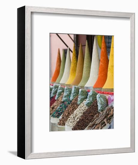 Place Des Ferblatiers, Mountains of Moroccan Spices Souk, Marrakech, Morocco-Walter Bibikow-Framed Photographic Print