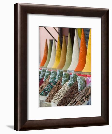 Place Des Ferblatiers, Mountains of Moroccan Spices Souk, Marrakech, Morocco-Walter Bibikow-Framed Photographic Print