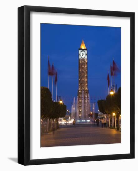 Place Du 7 Novembre 1987 Clocktower, Avenue Habib Bourguiba, Tunis, Tunisia-Walter Bibikow-Framed Photographic Print