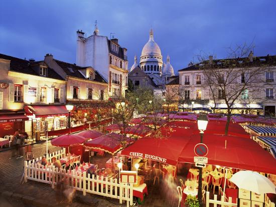 Place Du Tertre At Night Montmartre Paris France Photographic Print Nigel Francis Art Com