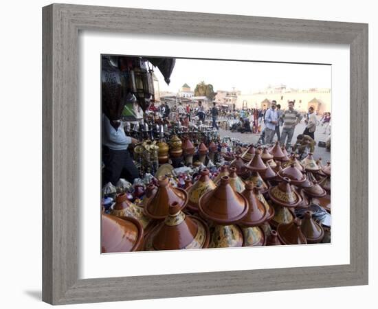 Place El Hedim and Tagine Pots, Meknes, Morocco, North Africa, Africa-Ethel Davies-Framed Photographic Print