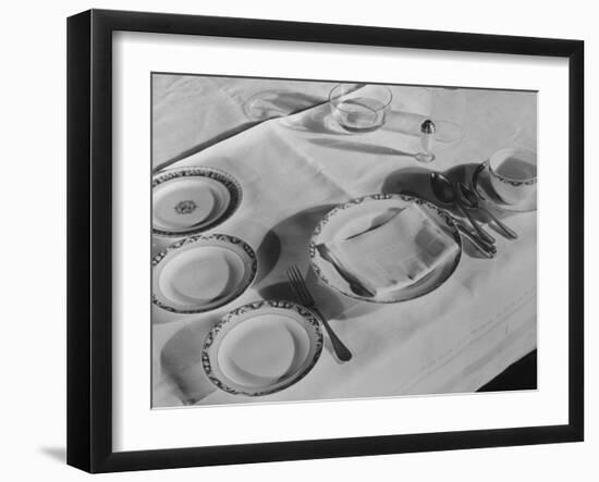 Place Setting of Supreme Court Justice Willis Van Devanter, Dining Room of Supreme Court Building-Margaret Bourke-White-Framed Photographic Print