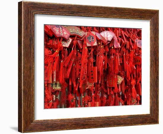 Placques Adorn the Fence of the Four Gates Buddhist Temple, Shandong Province, Jinan, China-Bruce Behnke-Framed Photographic Print