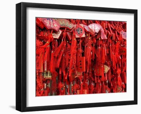 Placques Adorn the Fence of the Four Gates Buddhist Temple, Shandong Province, Jinan, China-Bruce Behnke-Framed Photographic Print