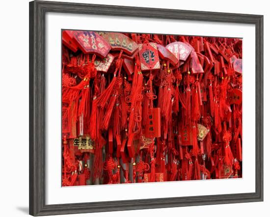 Placques Adorn the Fence of the Four Gates Buddhist Temple, Shandong Province, Jinan, China-Bruce Behnke-Framed Photographic Print