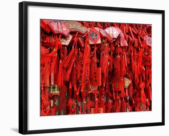 Placques Adorn the Fence of the Four Gates Buddhist Temple, Shandong Province, Jinan, China-Bruce Behnke-Framed Photographic Print