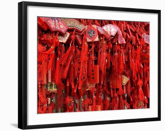 Placques Adorn the Fence of the Four Gates Buddhist Temple, Shandong Province, Jinan, China-Bruce Behnke-Framed Photographic Print