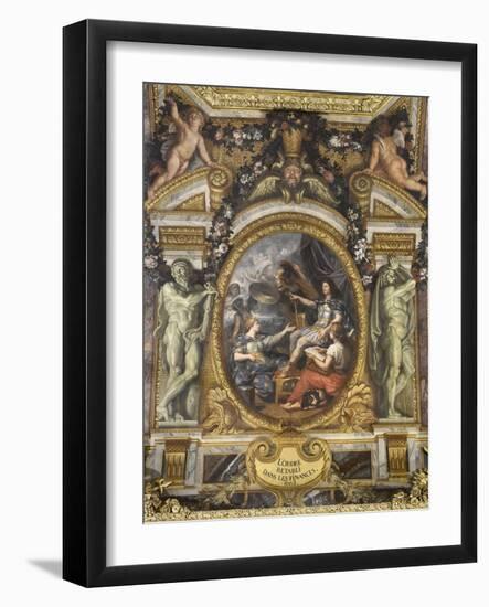 Plafond de la Galerie des Glaces : L'Ordre rétabli dans les finances-Charles Le Brun-Framed Giclee Print