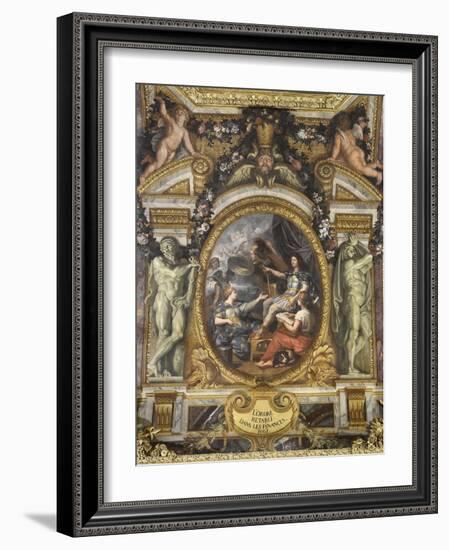 Plafond de la Galerie des Glaces : L'Ordre rétabli dans les finances-Charles Le Brun-Framed Giclee Print