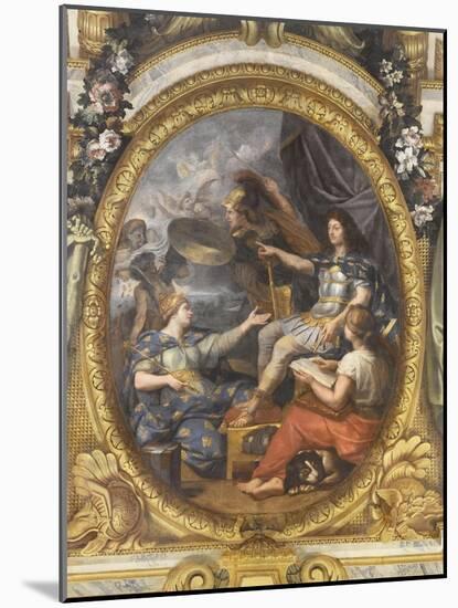 Plafond de la Galerie des Glaces : L'Ordre rétabli dans les finances-Charles Le Brun-Mounted Giclee Print