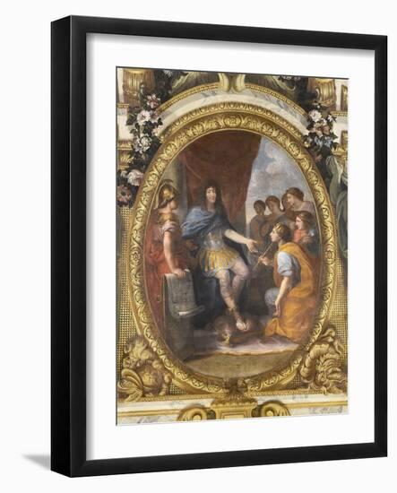 Plafond de la Galerie des Glaces : Protection accordée aux Beaux-Arts-Charles Le Brun-Framed Giclee Print