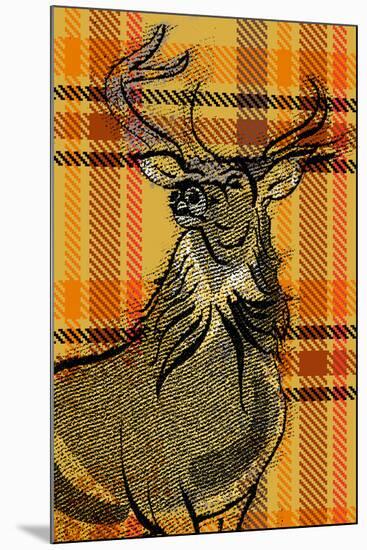 Plaid Stag-Ingrid Van Den Brand-Mounted Giclee Print