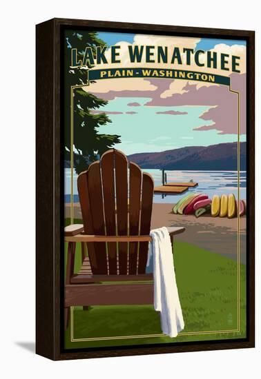 Plain, Washington - Adirondack Chair-Lantern Press-Framed Stretched Canvas