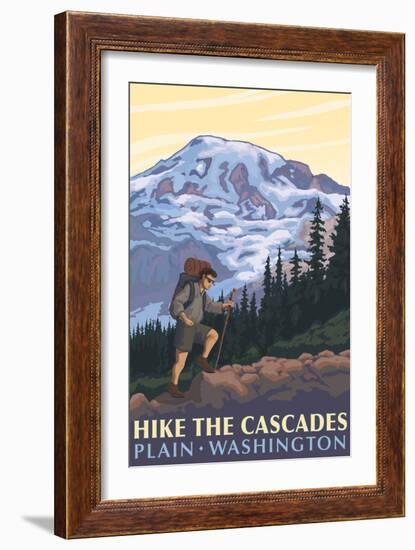 Plain, Washington - Mountain Hiker-Lantern Press-Framed Art Print