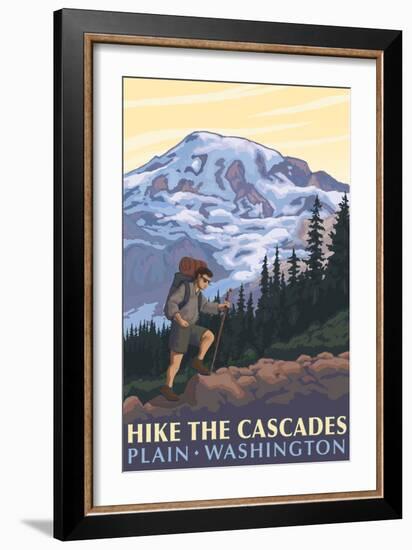 Plain, Washington - Mountain Hiker-Lantern Press-Framed Art Print