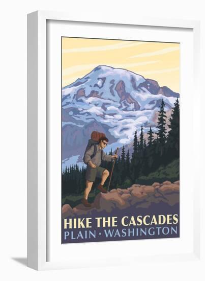 Plain, Washington - Mountain Hiker-Lantern Press-Framed Art Print