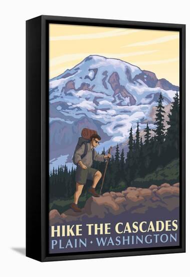 Plain, Washington - Mountain Hiker-Lantern Press-Framed Stretched Canvas